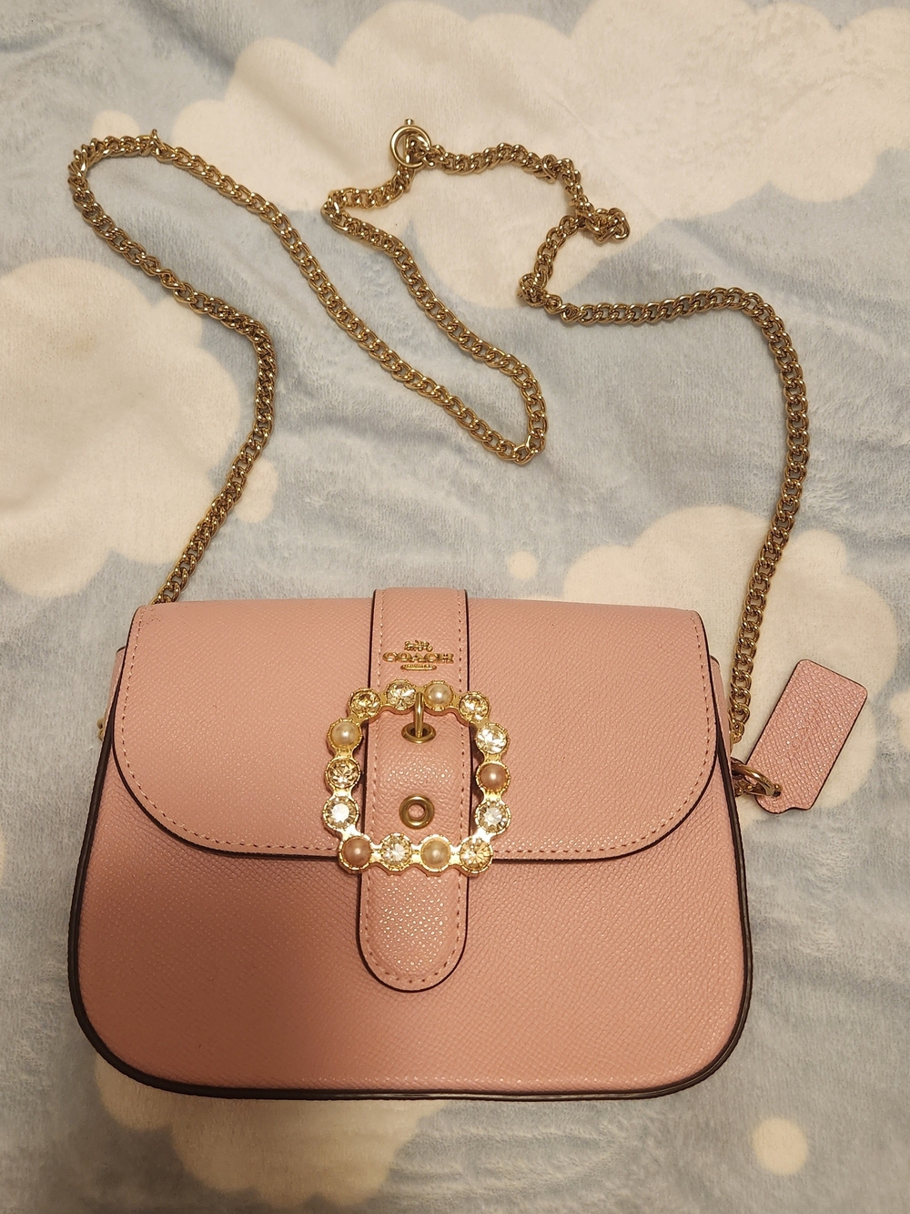 Coach Gemma Pink Leather Pearl Buckle Crossbody Bag